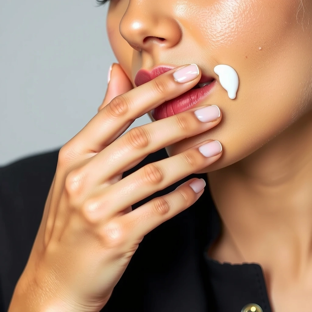 Hand applying organic glow cream to skin, soft and natural